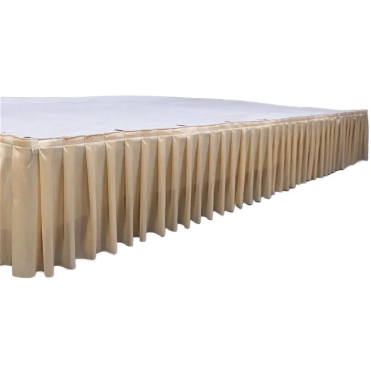 ApuaVireo&Co Faldones plisados para mesa de fiesta, telón de fondo de boda, para cumpleaños, banquetes, escenarios, eventos, fiestas (champán, 35 cm de alto x 300 cm de largo)