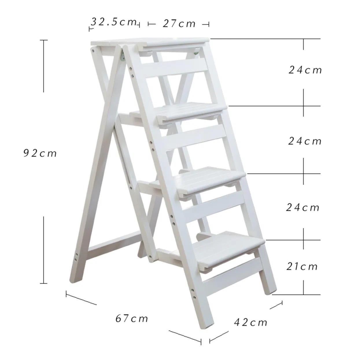 Escalera de Madera Maciza, Taburete, Silla de Escalera para Interiores, Multifuncional, Plegable, para el hogar, Escalera de Mano, Escalera Plegable de instalación (Cuarto Orden)