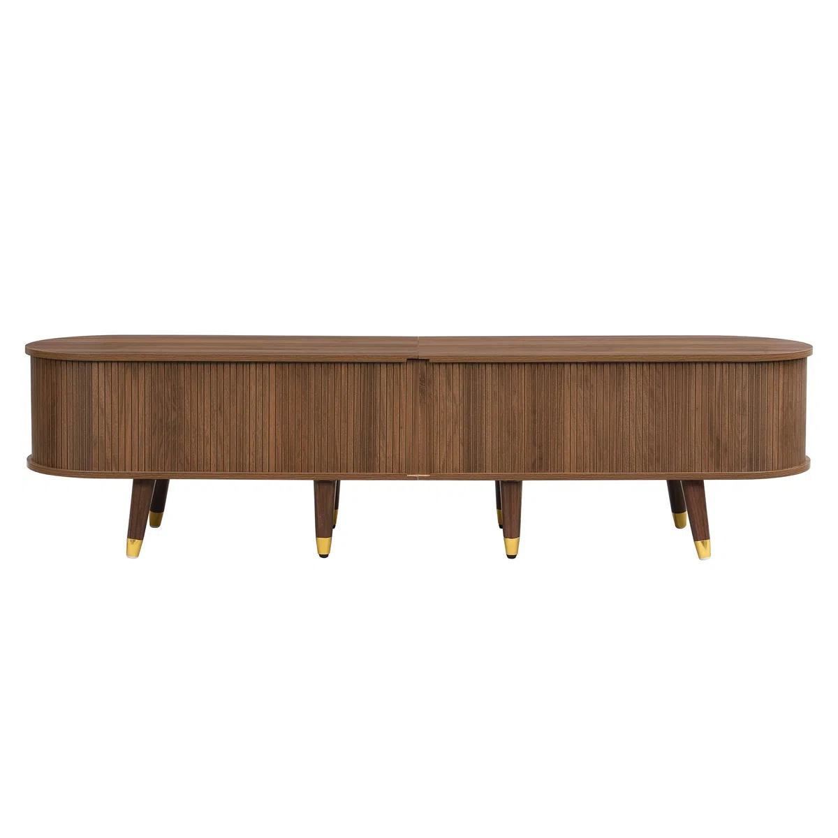 Mueble para TV de 175 cm con puerta corredera de ratán, aspecto de nogal y mucho espacio de almacenamiento, mesa de televisión rústica de MDF con compartimentos abiertos, cajones y armario