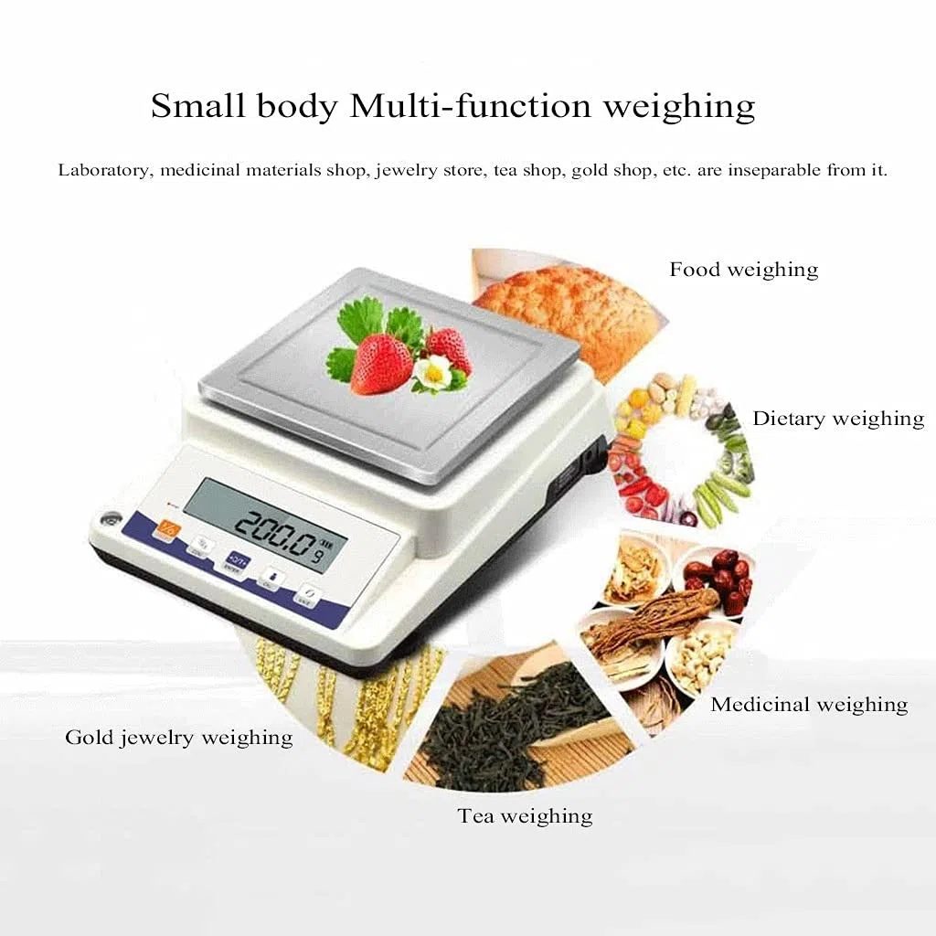 MRKU Báscula Digital de Alta precisión, balanza electrónica analítica de Laboratorio, balanza de Cocina, balanza para Joyas, balanza para Oro, Pantalla LCD