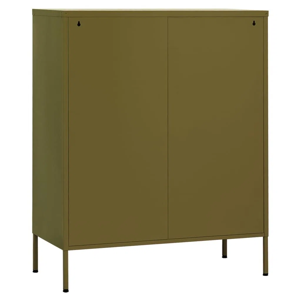 Armario Metalico, Armario de Oficina, Armario Industrial, Armario Multiusos, Armario de Almacenamiento Acero Verde Oliva 80x35x101,5 cm
