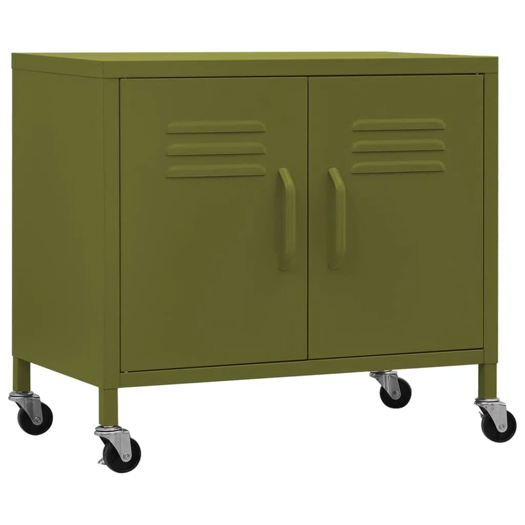 Armario de Oficina, Armario Metalico, Armario con Ruedas, Armario de Almacenamiento Acero Verde Oliva 60x35x56 cm