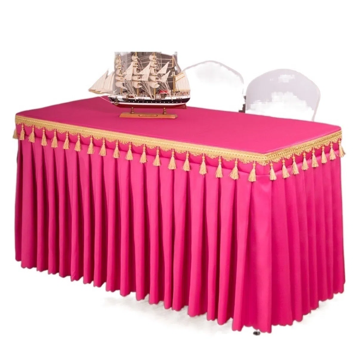 Faldón de mesa rojo rosa para bodas, baby showers y banquetes, mantel de color liso, 180 x 40 x 75 cm, elegante decoración de fiesta y fácil de limpiar