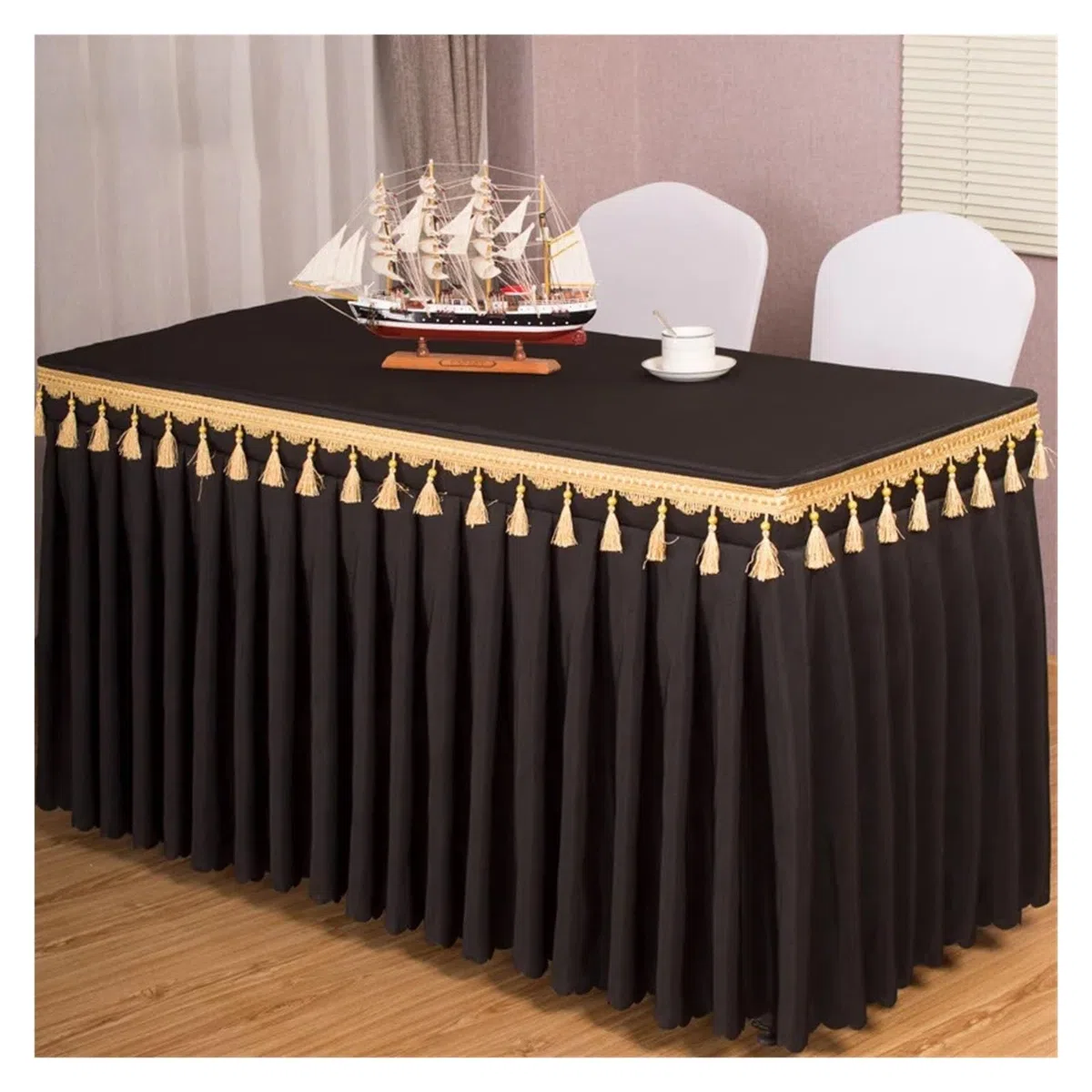 Elegante falda de mesa para baby showers y bodas, mantel de color liso, 120 x 60 x 75 cm, perfecto para banquetes y fiestas, fácil de limpiar