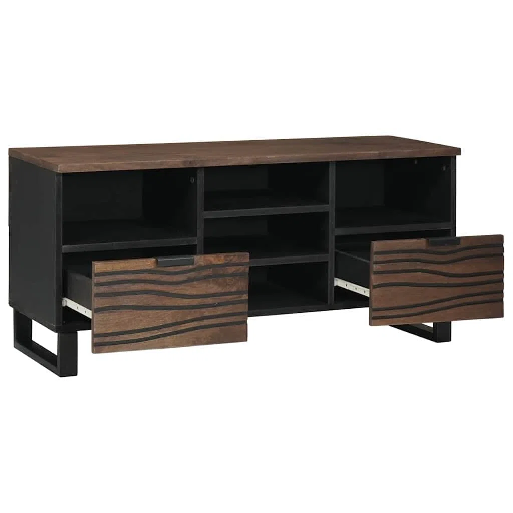 Mueble TV nogal, 100 x 33 x 46 cm, material de madera, montaje en pared, 5 estantes, mueble moderno para TV, diseño de ahorro de espacio, para salón, dormitorio, oficina