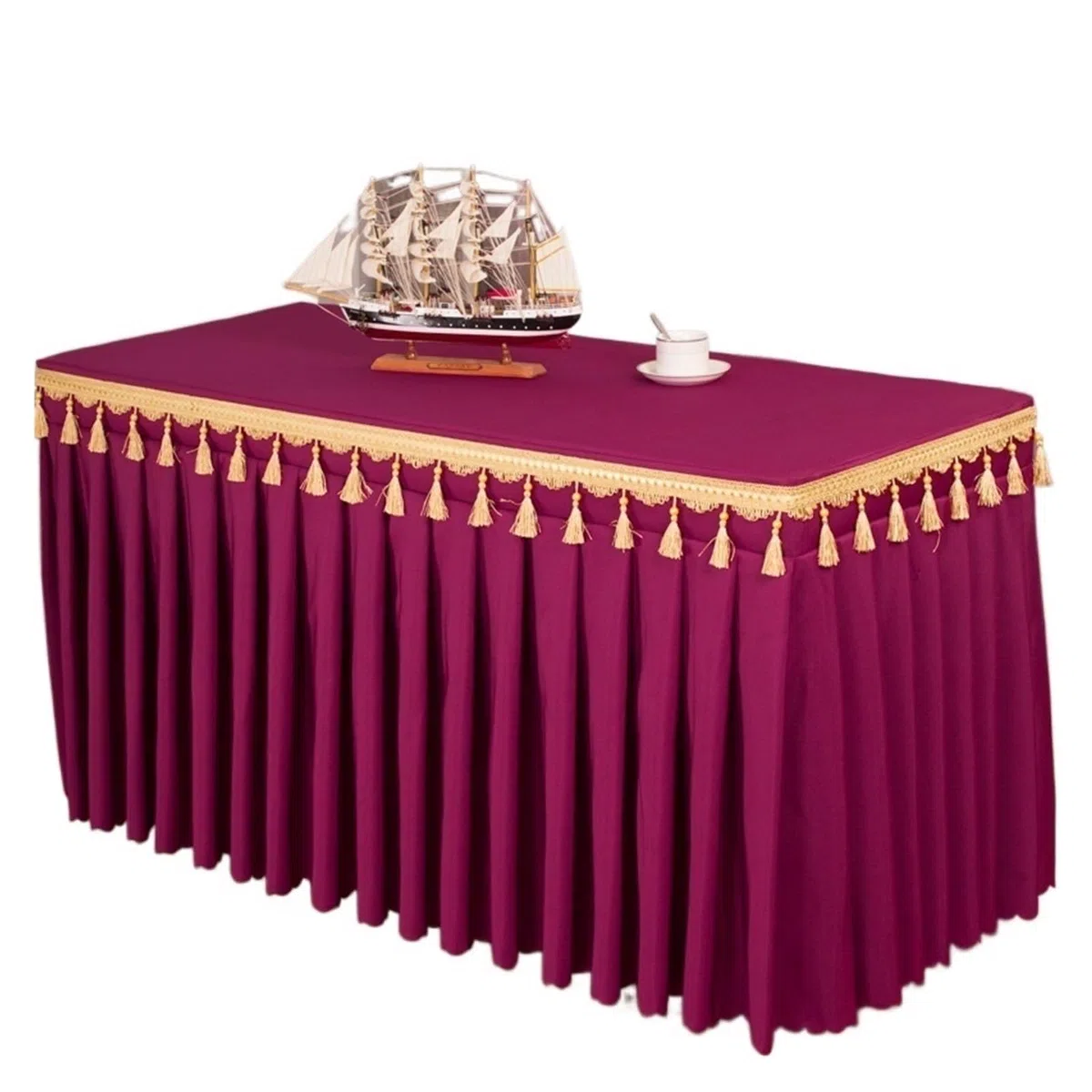 Elegante falda de mesa para baby showers y bodas, mantel de color liso, 120 x 60 x 75 cm, perfecto para banquetes y fiestas, fácil de limpiar