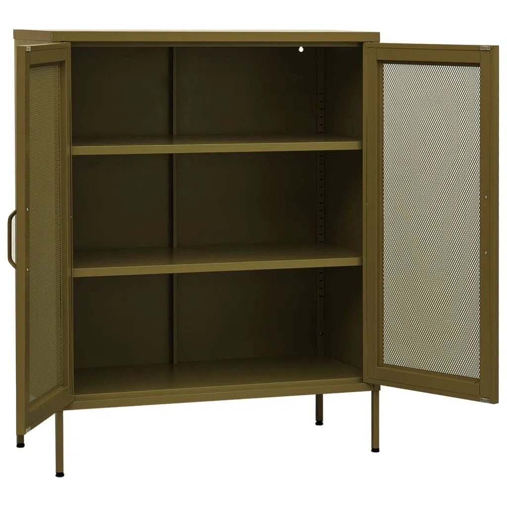 Armario Metalico, Armario de Oficina, Armario Industrial, Armario Multiusos, Armario de Almacenamiento Acero Verde Oliva 80x35x101,5 cm