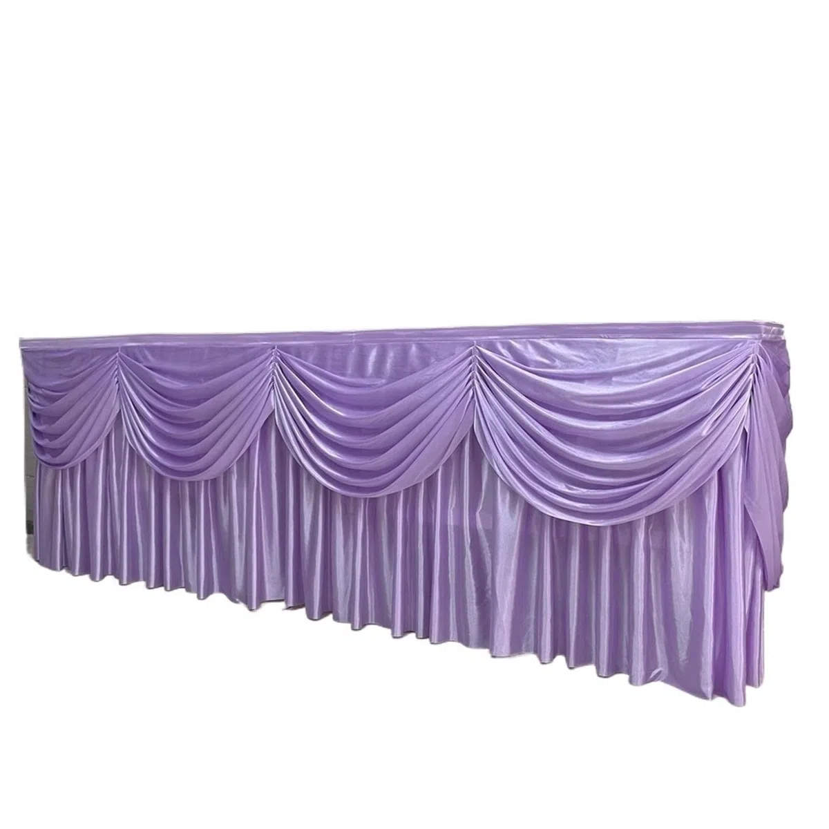 Faldas de Mesa Faldón de Mesa de Seda Helada de 10 pies de Largo, Tela de Seda Helada Transparente, faldón de Mesa for decoración de Bodas, Fiestas y Eventos(Lavender)