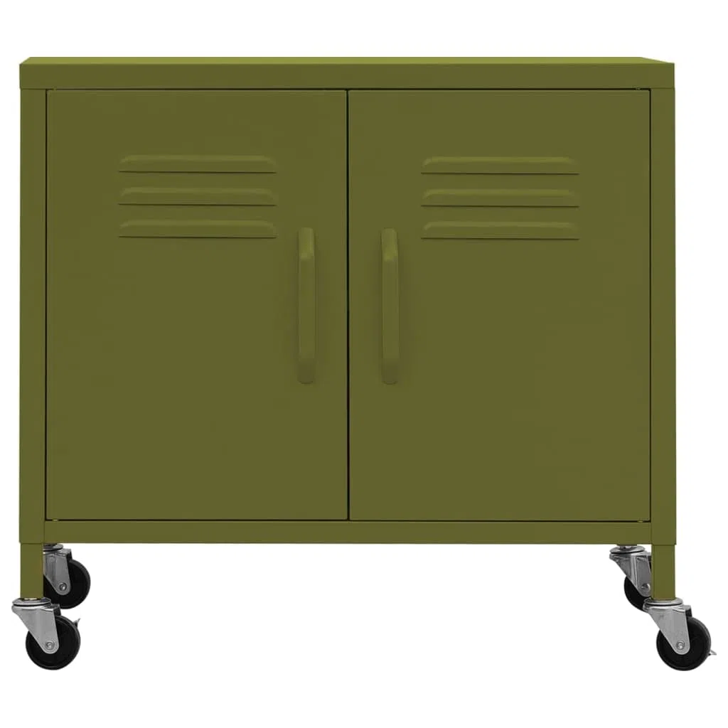 Armario de Oficina, Armario Metalico, Armario con Ruedas, Armario de Almacenamiento Acero Verde Oliva 60x35x56 cm