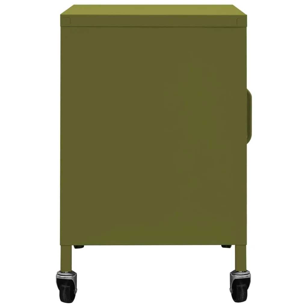 Armario de Oficina, Armario Metalico, Armario con Ruedas, Armario de Almacenamiento Acero Verde Oliva 60x35x56 cm