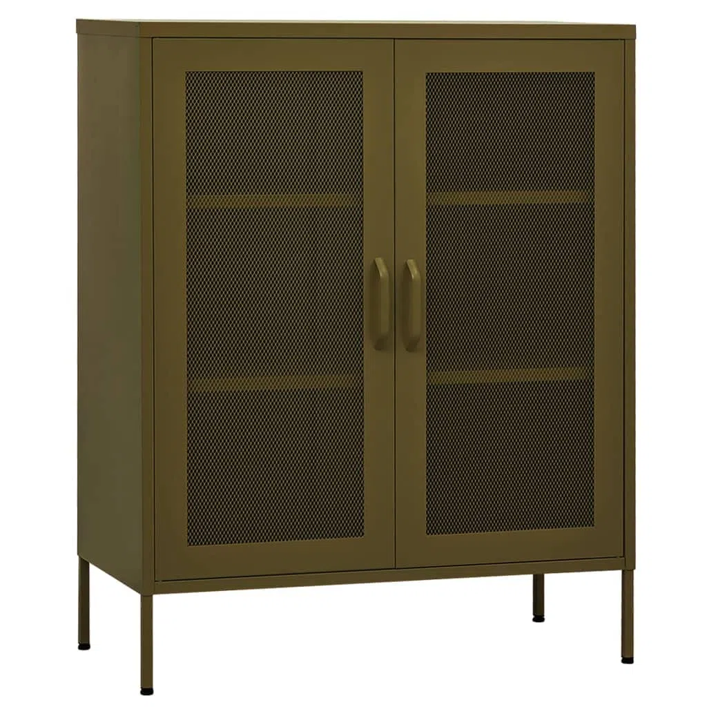 Armario Metalico, Armario de Oficina, Armario Industrial, Armario Multiusos, Armario de Almacenamiento Acero Verde Oliva 80x35x101,5 cm