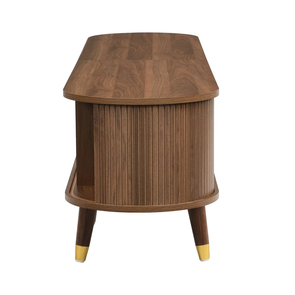 Mueble para TV de 175 cm con puerta corredera de ratán, aspecto de nogal y mucho espacio de almacenamiento, mesa de televisión rústica de MDF con compartimentos abiertos, cajones y armario