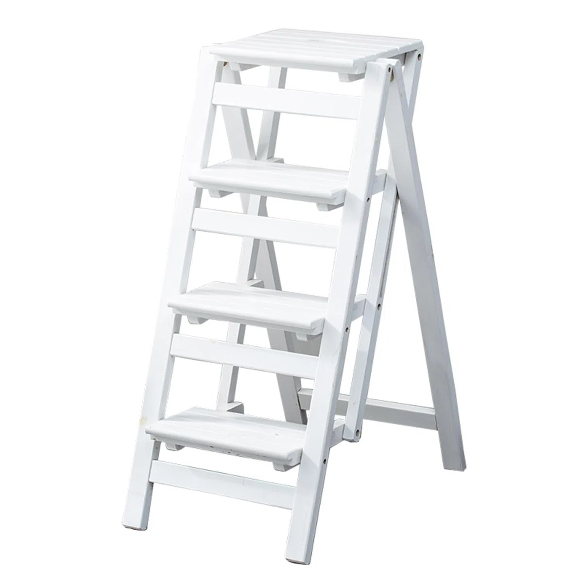 Escalera de Madera Maciza, Taburete, Silla de Escalera para Interiores, Multifuncional, Plegable, para el hogar, Escalera de Mano, Escalera Plegable de instalación (Cuarto Orden)