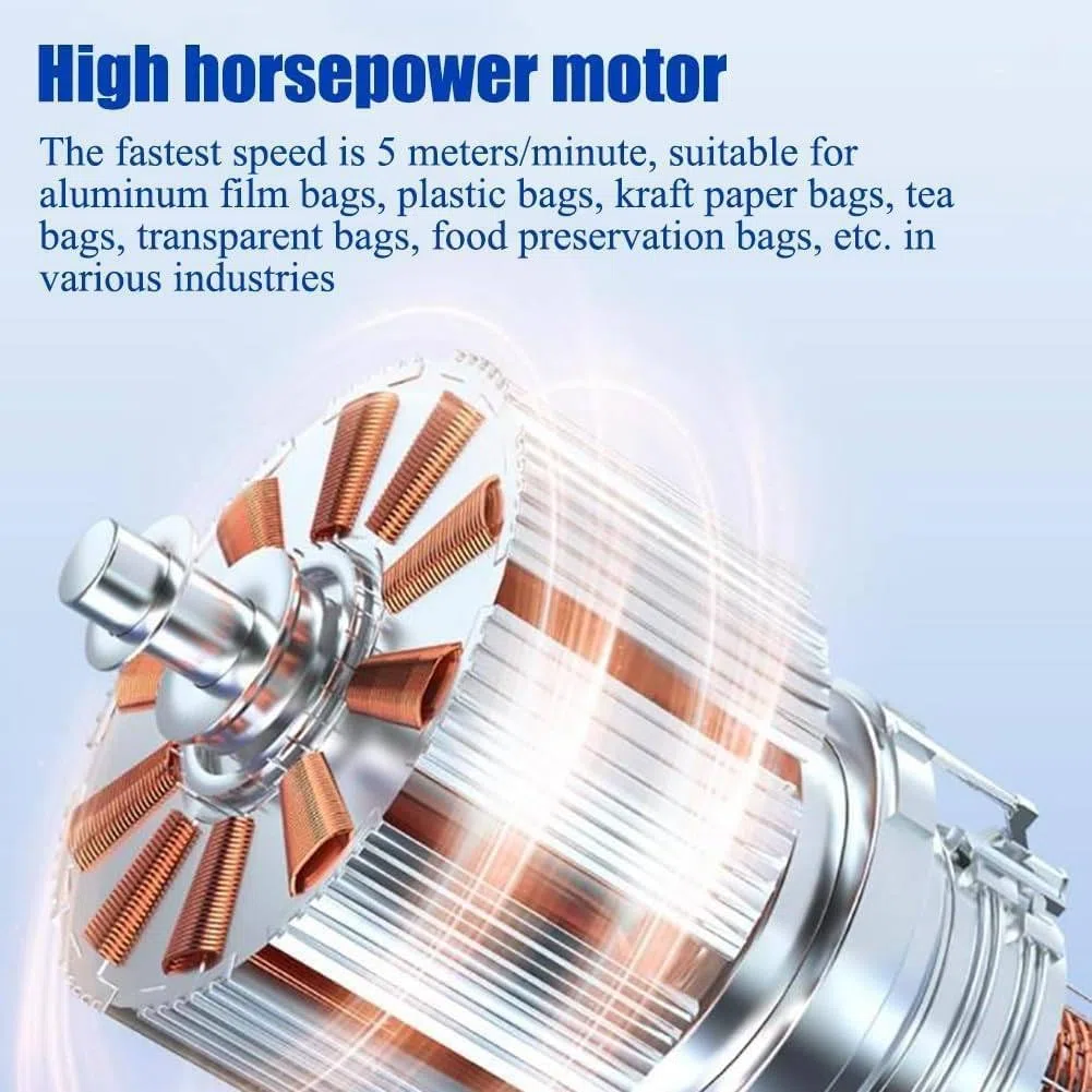 Máquina de sellado continuo de 300 W, sellador térmico automático de bolsas de plástico, 5 m/min, sellador de banda industrial para bolsas de papel kraft de película de PVC