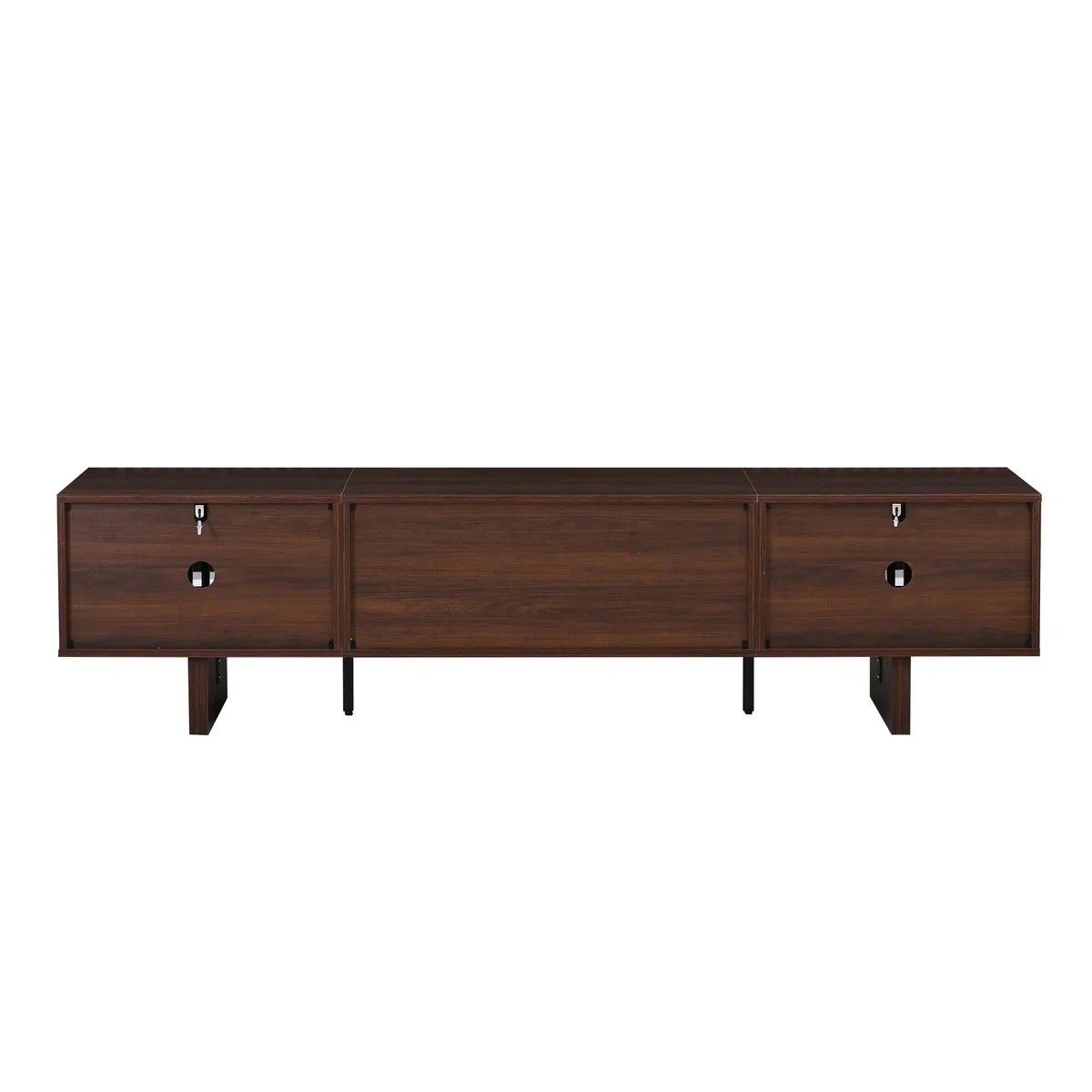 Soporte para TV de 180 x 40 x 45 cm en nogal oscuro, dispone de dos cajones y puertas de armario únicas, mueble de TV, armario de salón, armario de televisión, adecuado para televisores de hasta 75