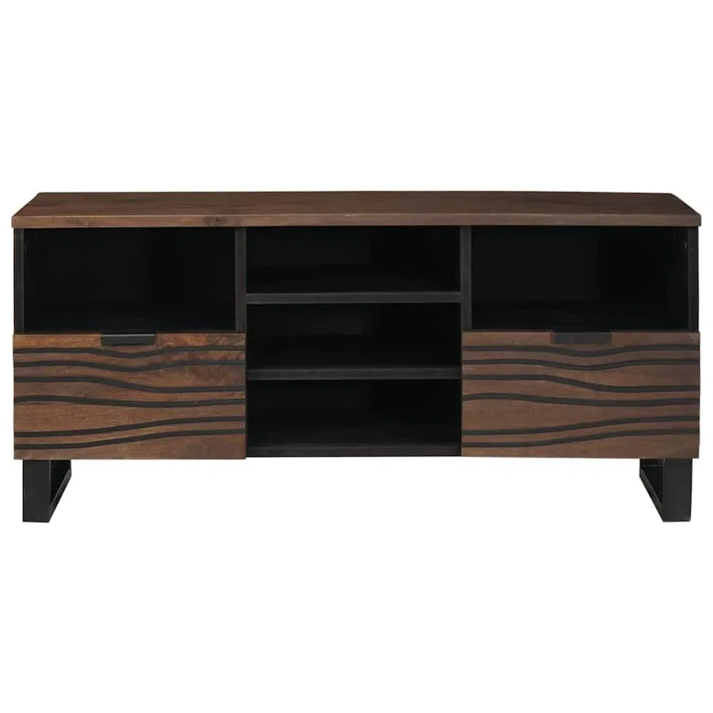 Mueble TV nogal, 100 x 33 x 46 cm, material de madera, montaje en pared, 5 estantes, mueble moderno para TV, diseño de ahorro de espacio, para salón, dormitorio, oficina