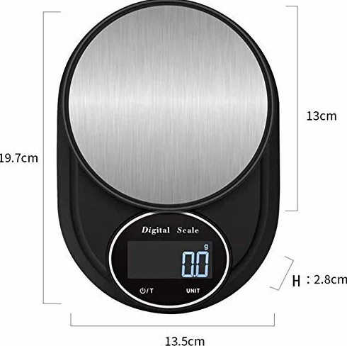 Balanza electrónica de Alta precisión de 0,1 g/10 kg, balanza Digital de Acero Inoxidable para Cocina, balanza electrónica para joyería, Modelos A-10 kg/1 g y A-5 kg/0,1,A-5kg/0.1g