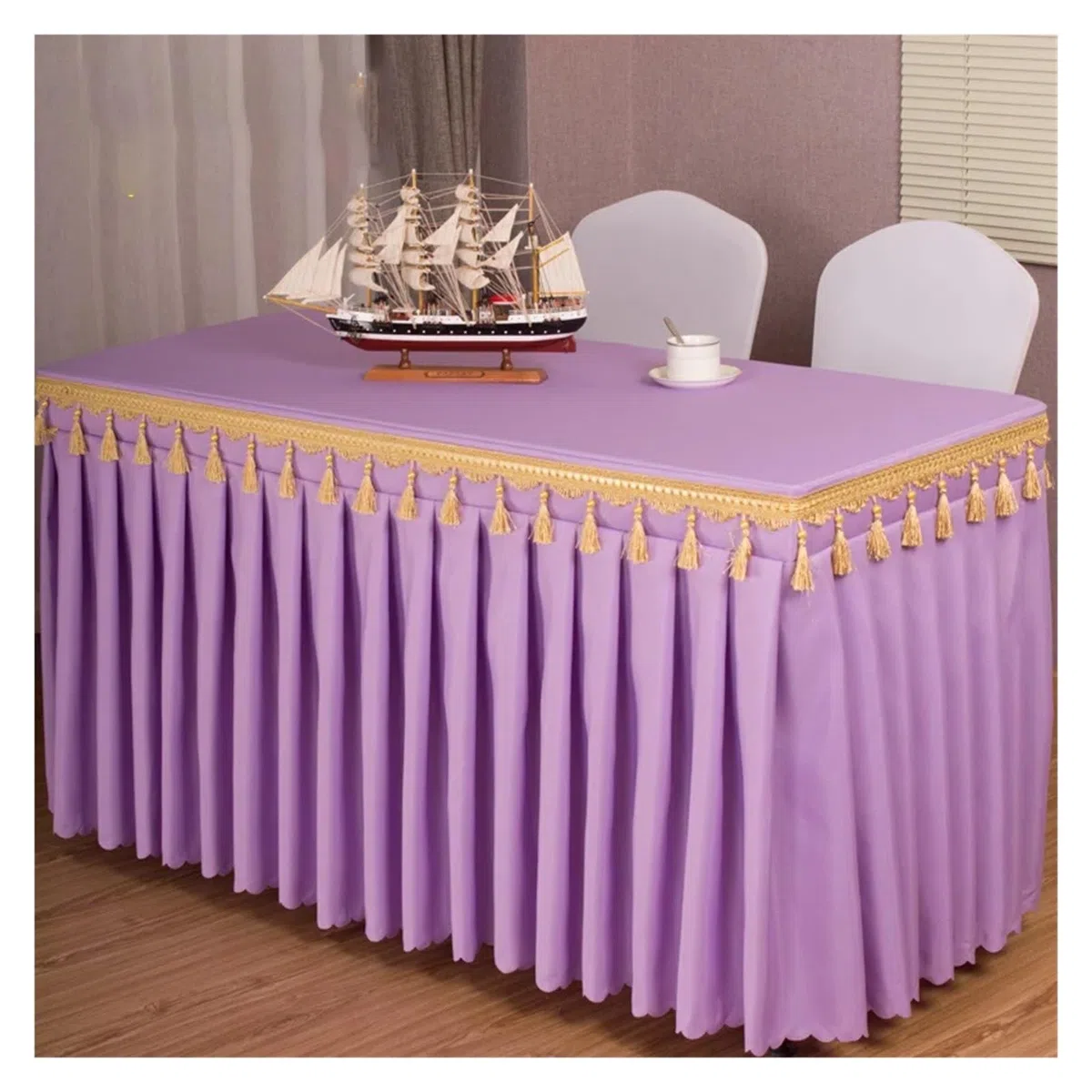 Elegante falda de mesa para baby showers y bodas, mantel de color liso, 120 x 60 x 75 cm, perfecto para banquetes y fiestas, fácil de limpiar