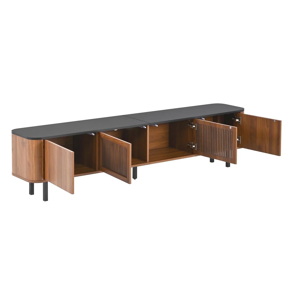 Mueble para TV de color nogal, 190 x 35 x 45 cm, panel moderno, soporte de TV bajo, diseño único