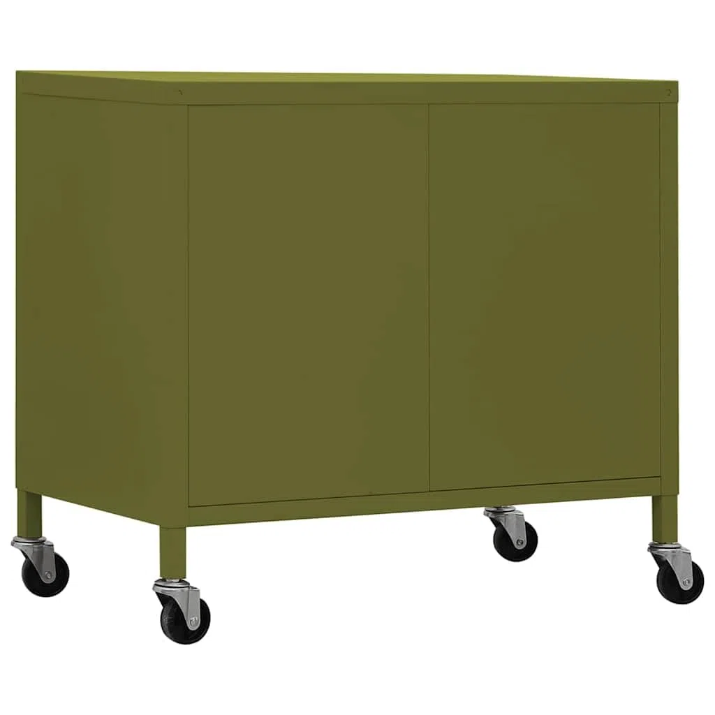 Armario de Oficina, Armario Metalico, Armario con Ruedas, Armario de Almacenamiento Acero Verde Oliva 60x35x56 cm