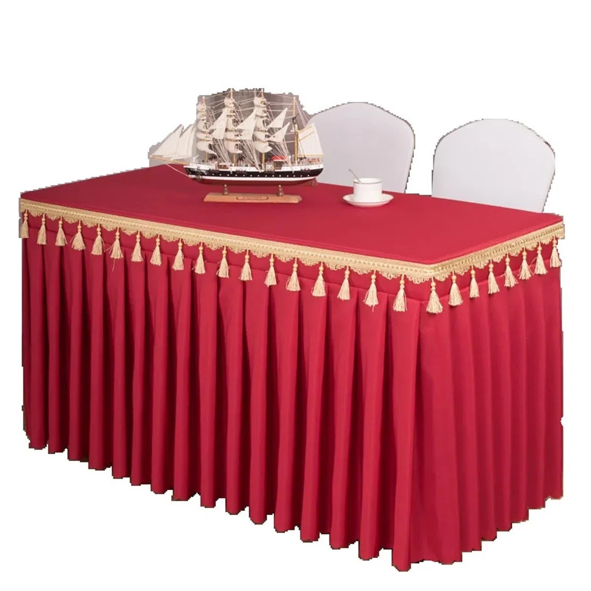 Elegante falda de mesa para baby showers y bodas, mantel de color liso, 120 x 60 x 75 cm, perfecto para banquetes y fiestas, fácil de limpiar