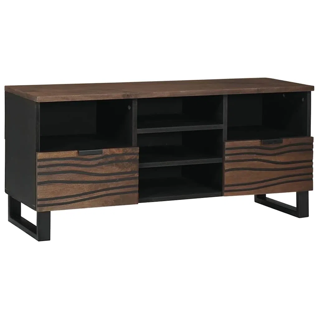 Mueble TV nogal, 100 x 33 x 46 cm, material de madera, montaje en pared, 5 estantes, mueble moderno para TV, diseño de ahorro de espacio, para salón, dormitorio, oficina