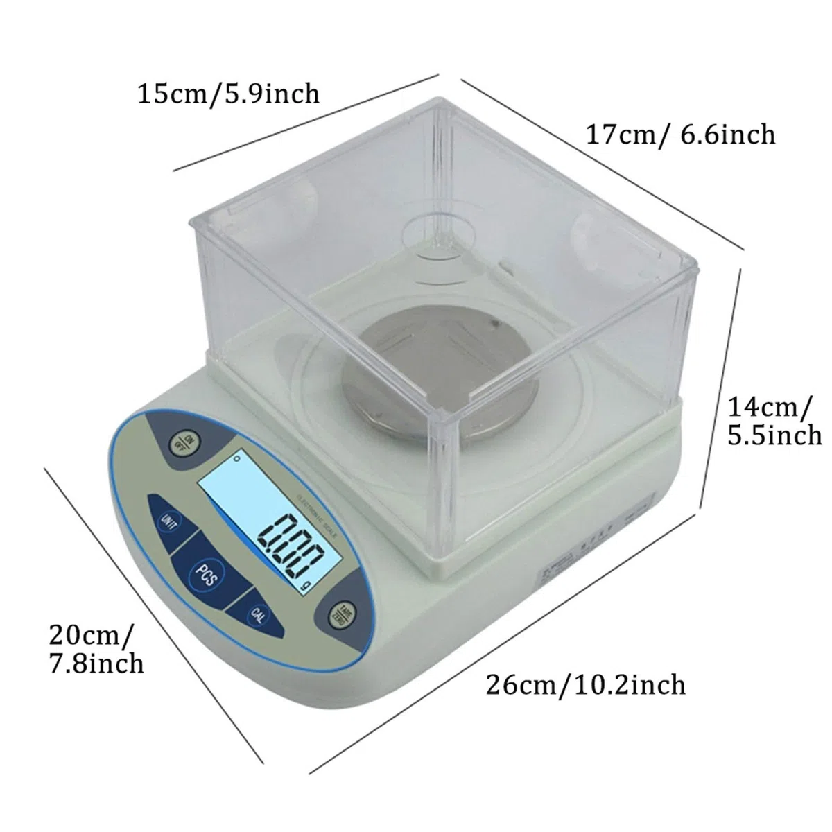 Balanza electrónica Digital de Alta precisión para Laboratorio, balanza científica LCD para pesaje analítico con Protector contra el Viento, Ideal para joyería.,300g/0.01g
