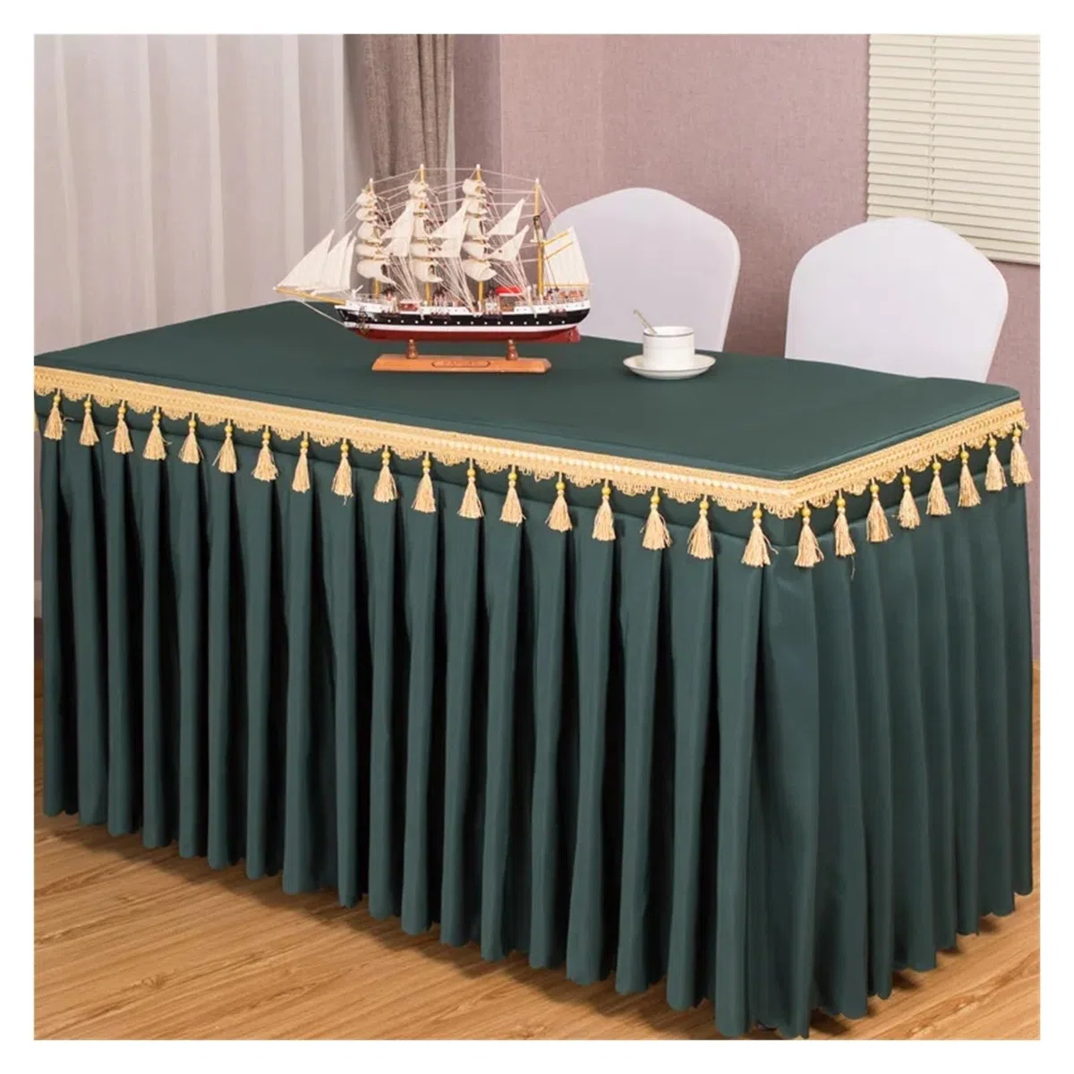 Elegante falda de mesa para baby showers y bodas, mantel de color liso, 120 x 60 x 75 cm, perfecto para banquetes y fiestas, fácil de limpiar