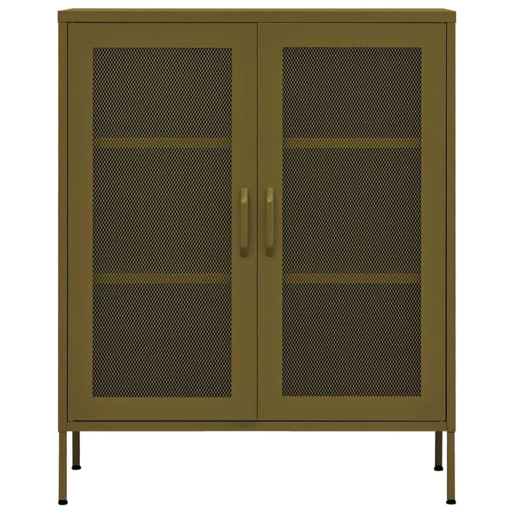 Armario Metalico, Armario de Oficina, Armario Industrial, Armario Multiusos, Armario de Almacenamiento Acero Verde Oliva 80x35x101,5 cm