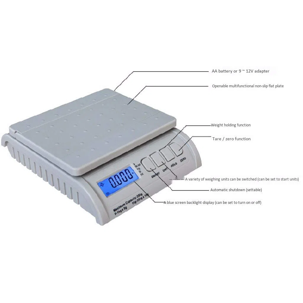 Báscula Digital eléctrica de Plataforma de Gran Capacidad para Uso Industrial, Comercial, de Cocina, Postal, de Paquetes y Equipaje, Color Plateado (tamaño: 25 kg/2 g)